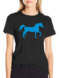 Blue Horse Graphic Black T-Shirt