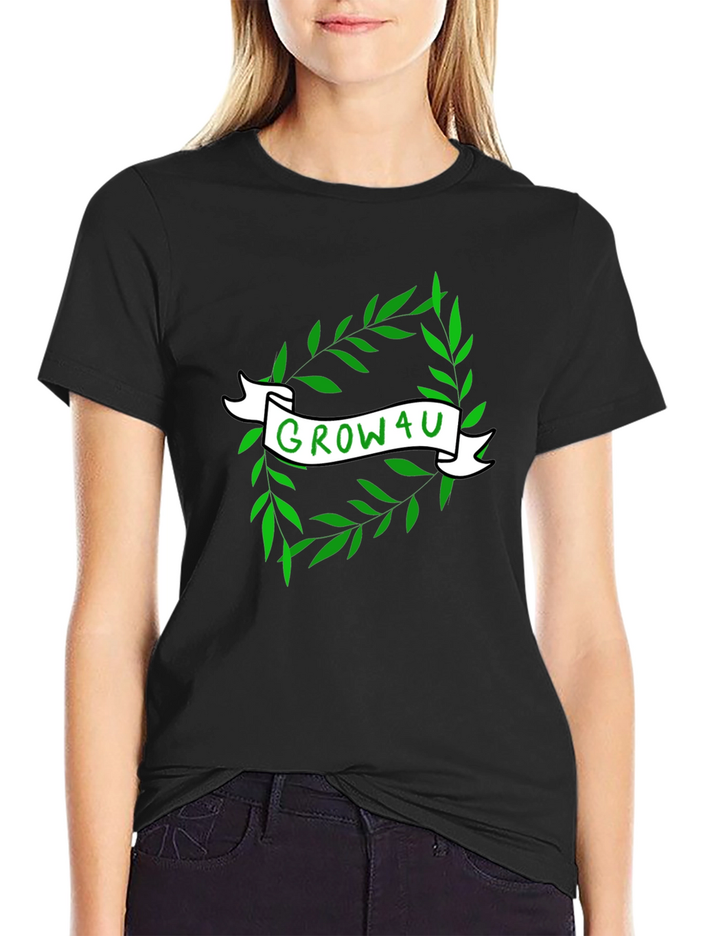 Grow4U Graphic Tee - Black Cotton T-Shirt