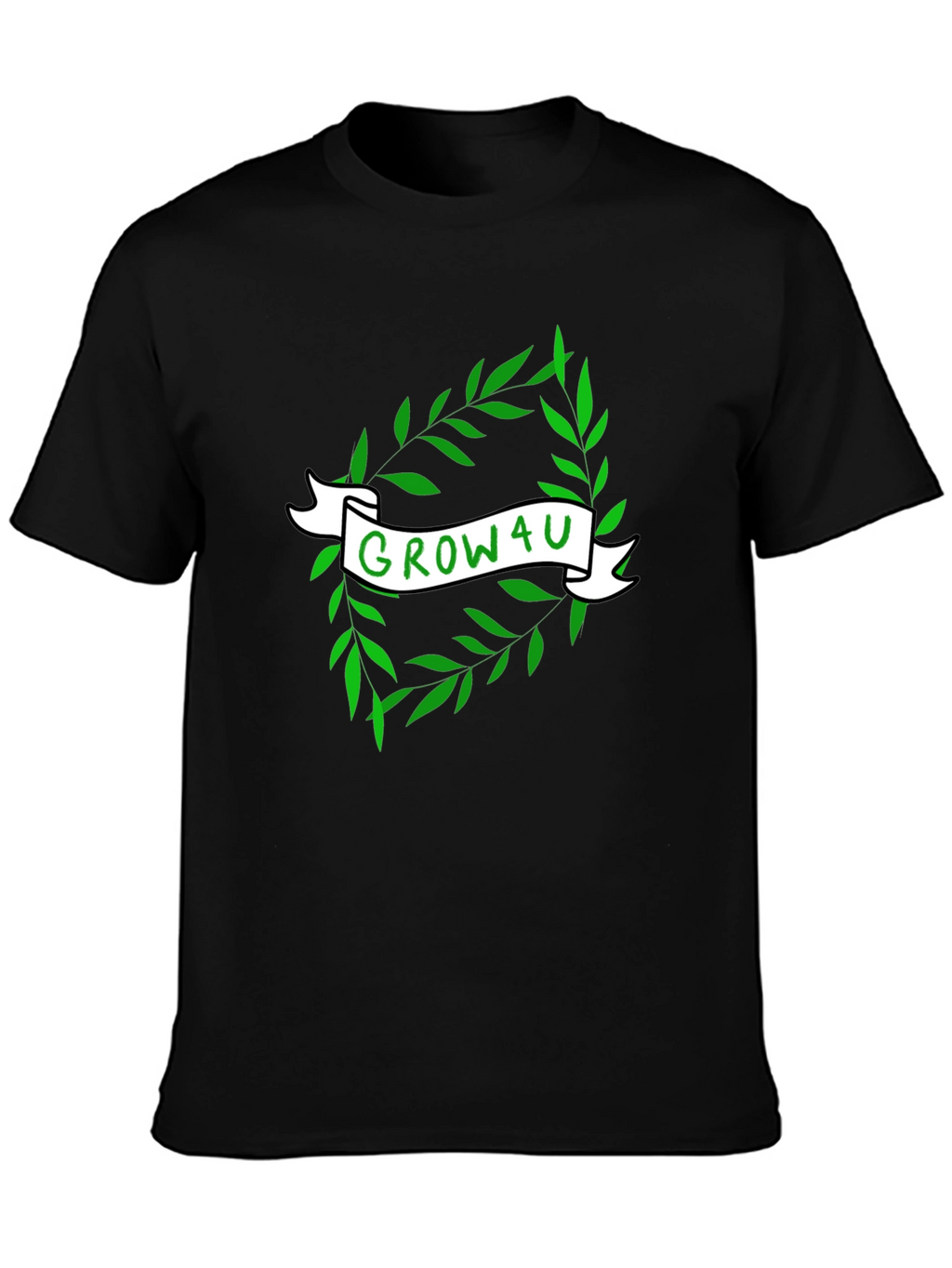 Grow4U Graphic Tee - Black Cotton T-Shirt