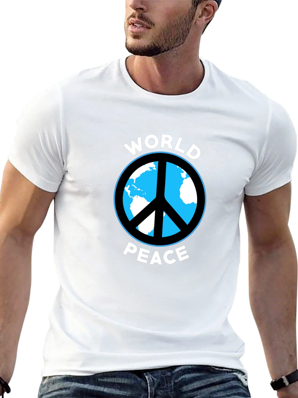 World Peace Graphic Tee - Black Cotton Casual