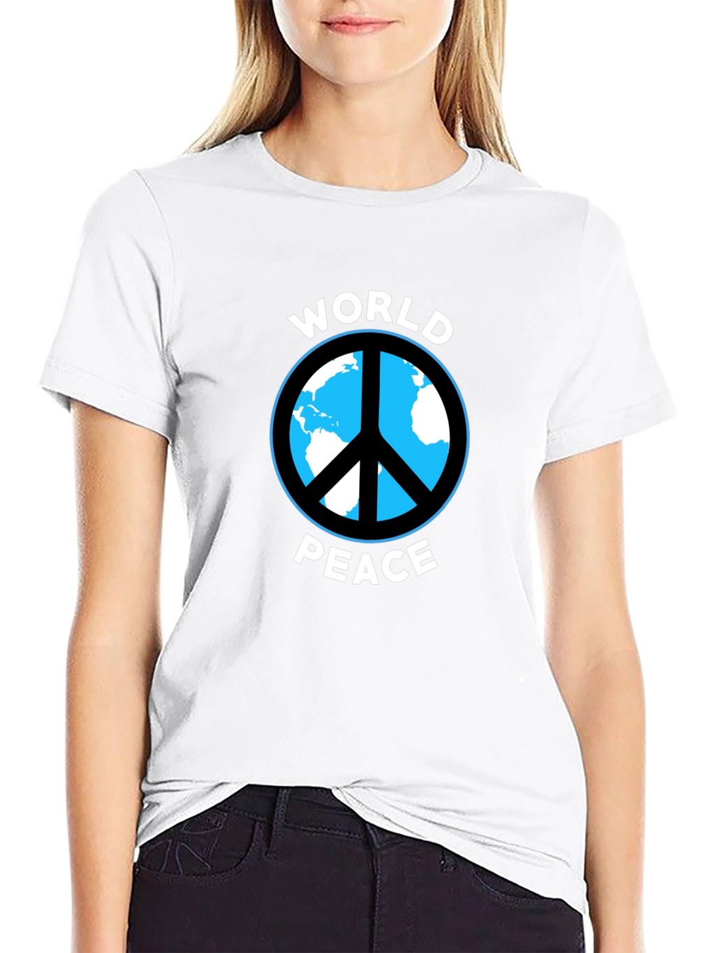 World Peace Graphic Tee - Black Cotton Casual