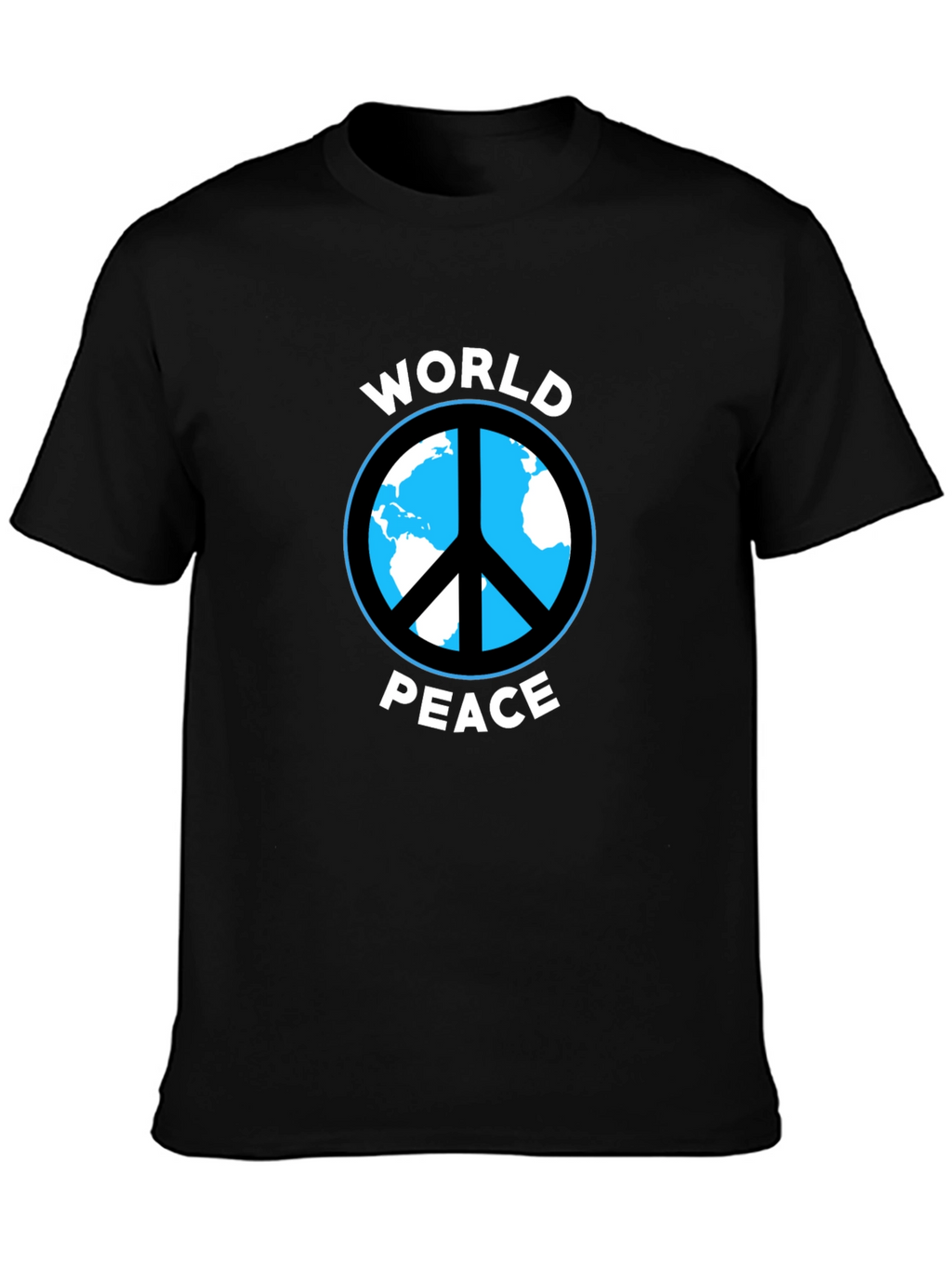 World Peace Graphic Tee - Black Cotton Casual