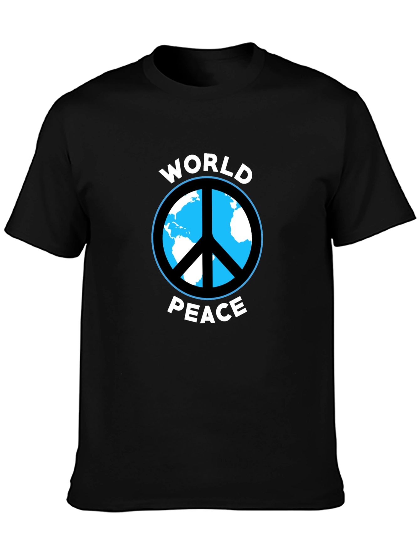 World Peace Graphic Tee - Black Cotton Casual