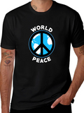 World Peace Graphic Tee - Black Cotton Casual