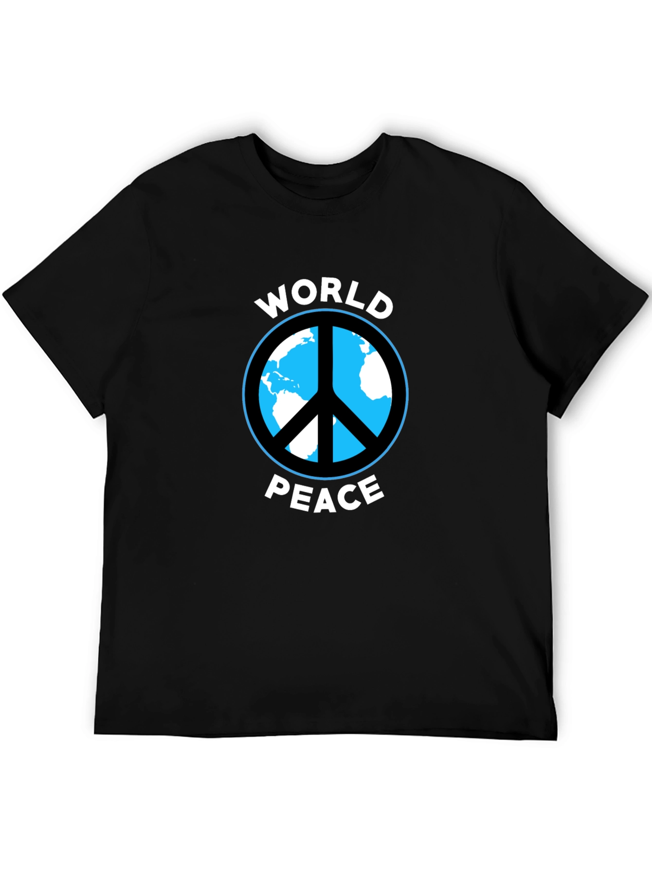 World Peace Graphic Tee - Black Cotton Casual