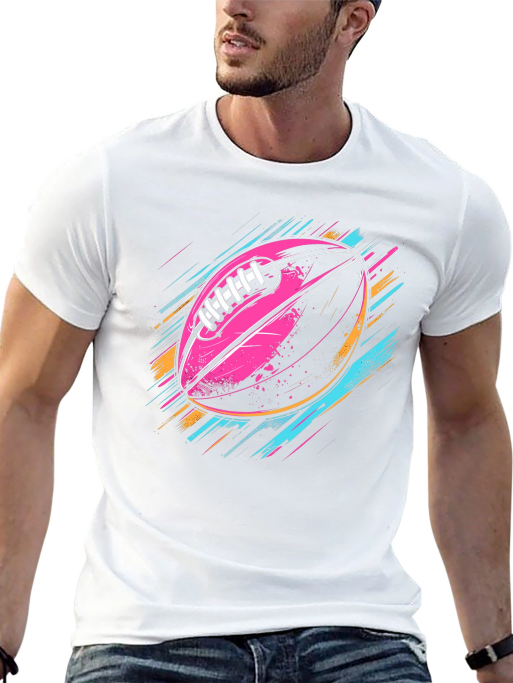 Vaporwave Football Graphic T-Shirt