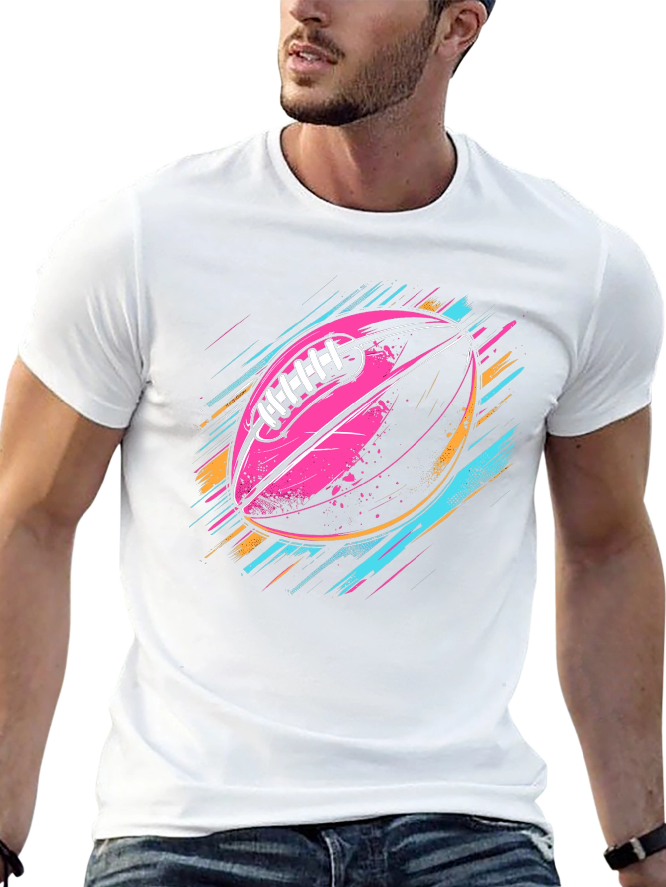 Vaporwave Football Graphic T-Shirt