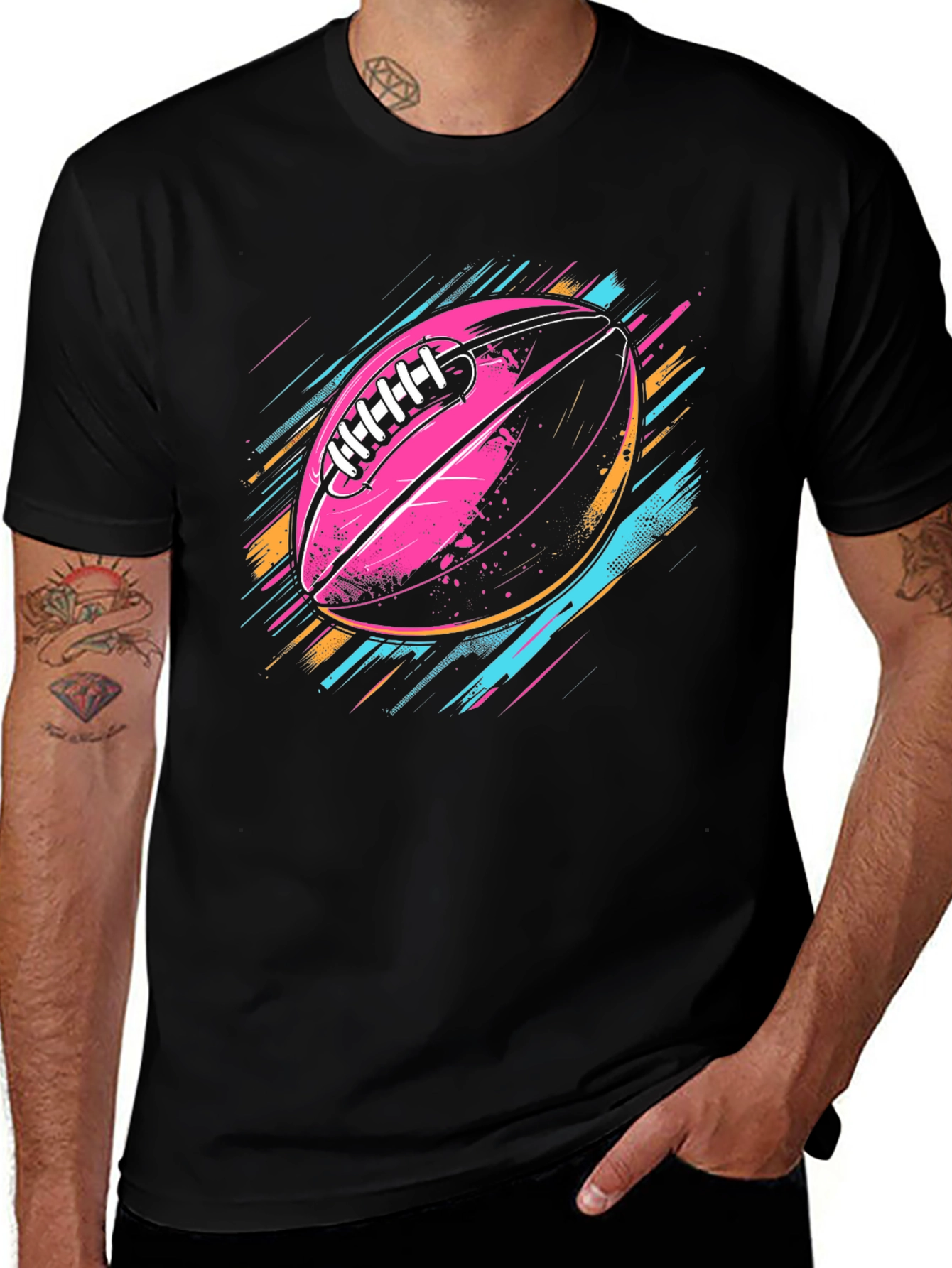 Vaporwave Football Graphic T-Shirt
