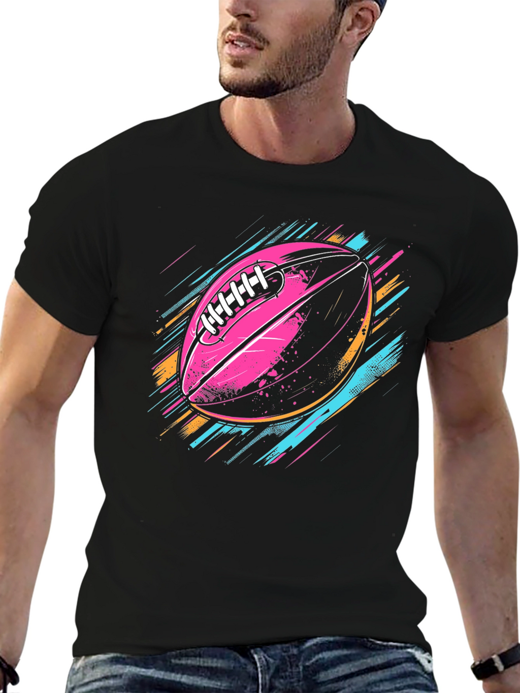 Vaporwave Football Graphic T-Shirt