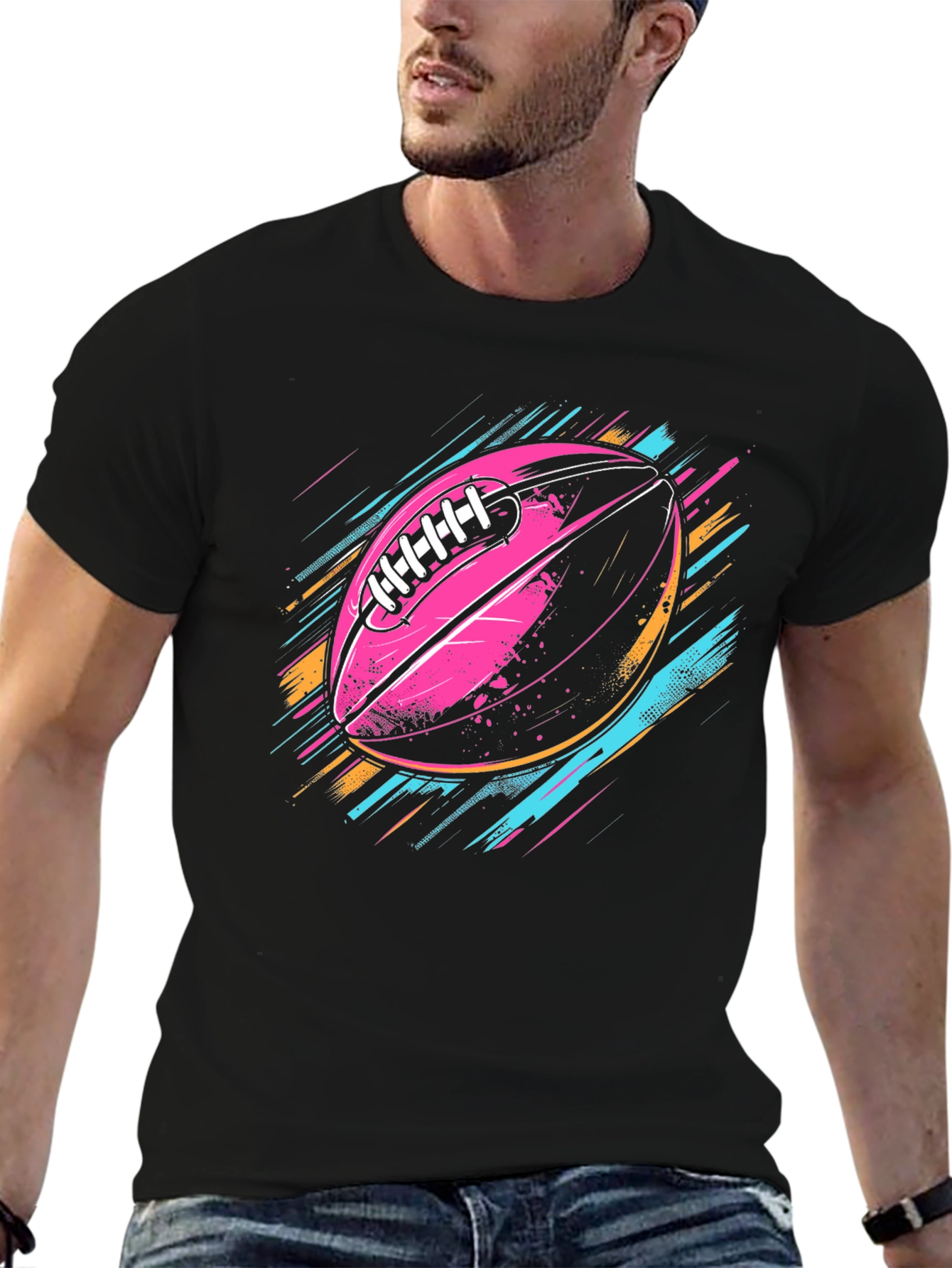 Vaporwave Football Graphic T-Shirt