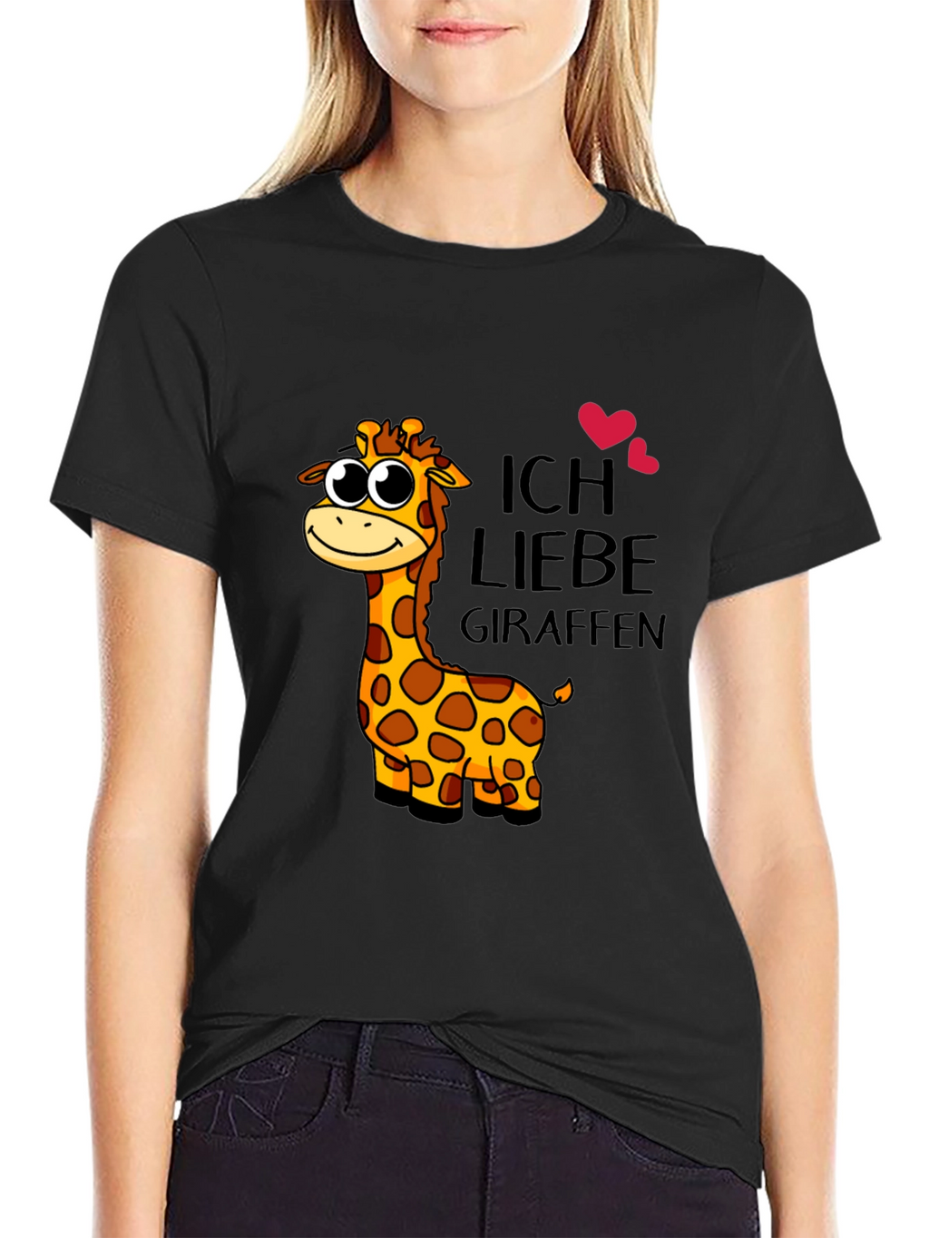 I Love Giraffes Black T-Shirt
