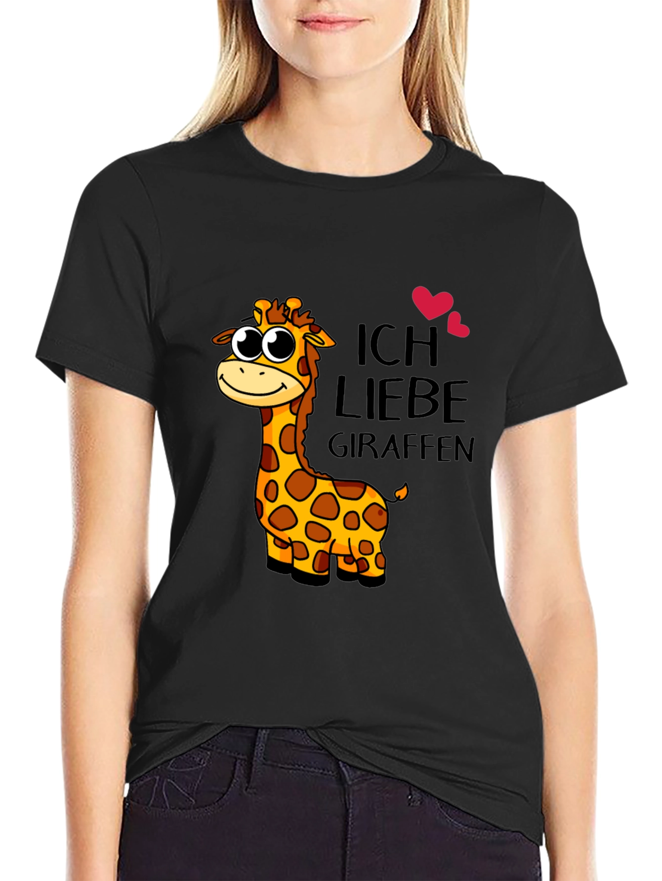 I Love Giraffes Black T-Shirt