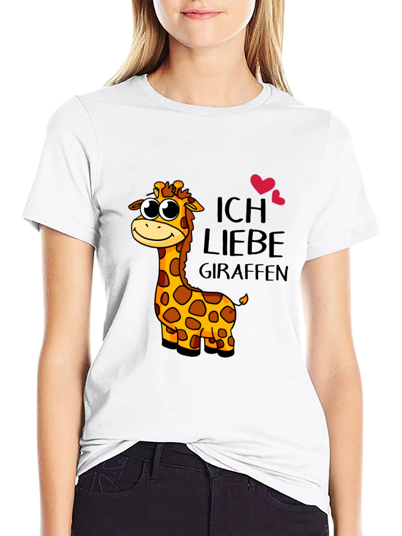I Love Giraffes Black T-Shirt