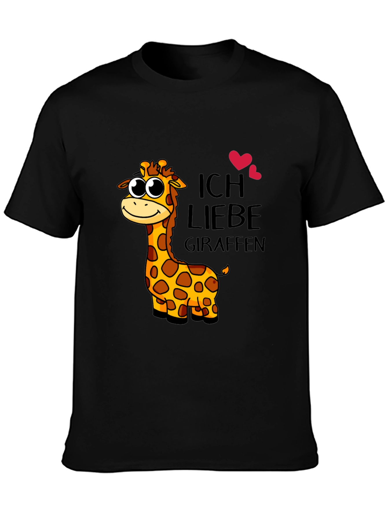 I Love Giraffes Black T-Shirt