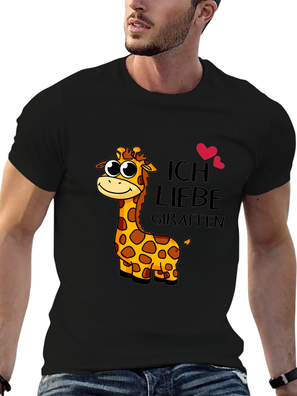 I Love Giraffes Black T-Shirt