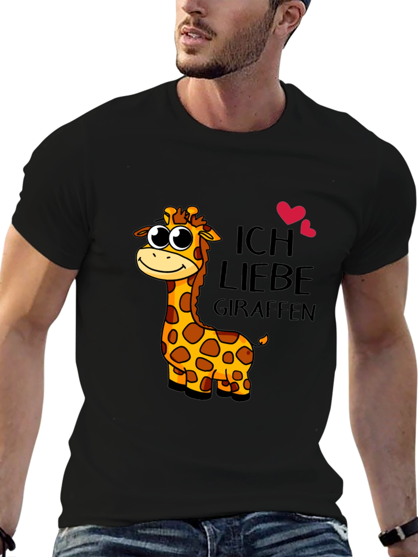I Love Giraffes Black T-Shirt