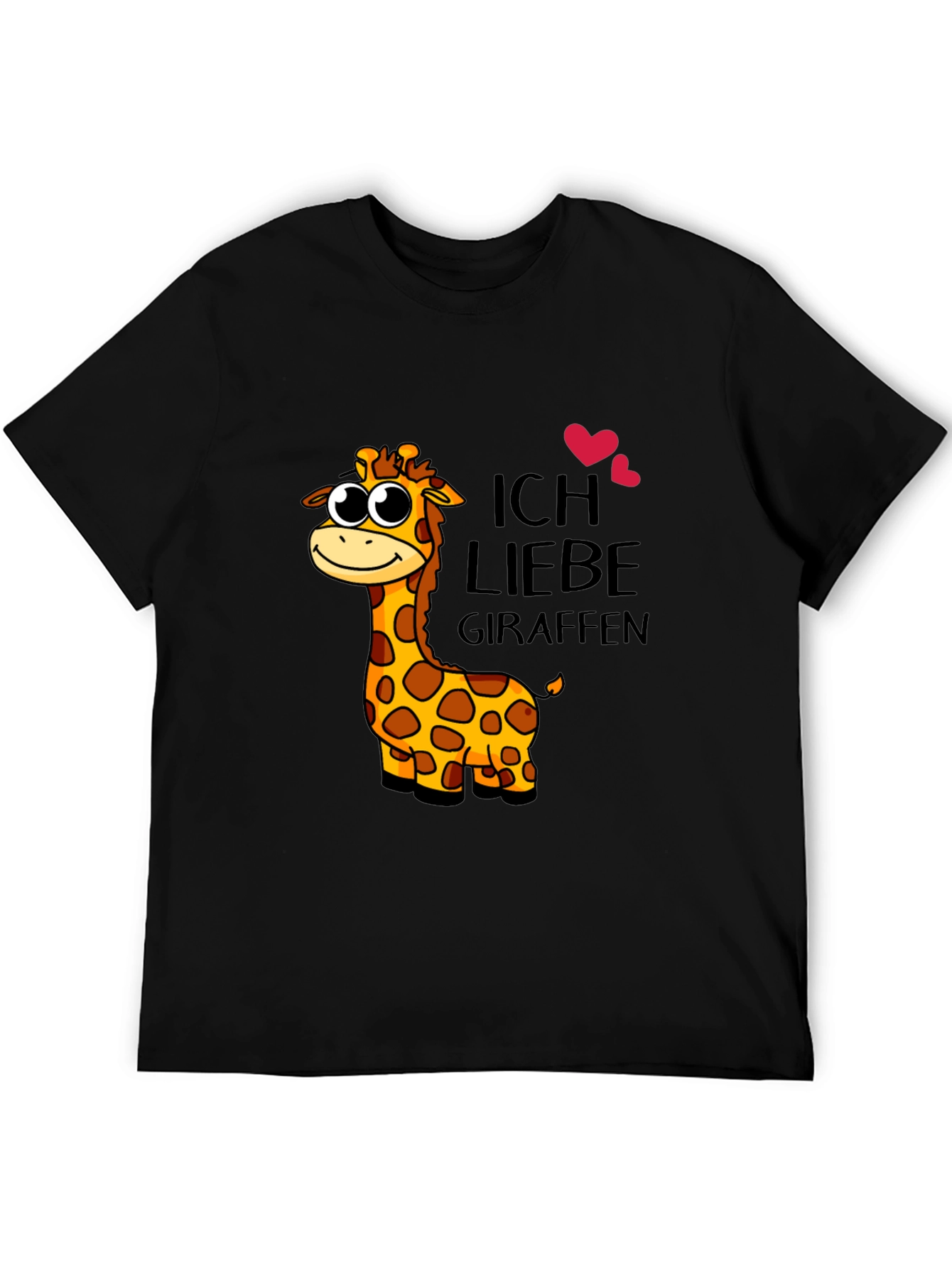 I Love Giraffes Black T-Shirt