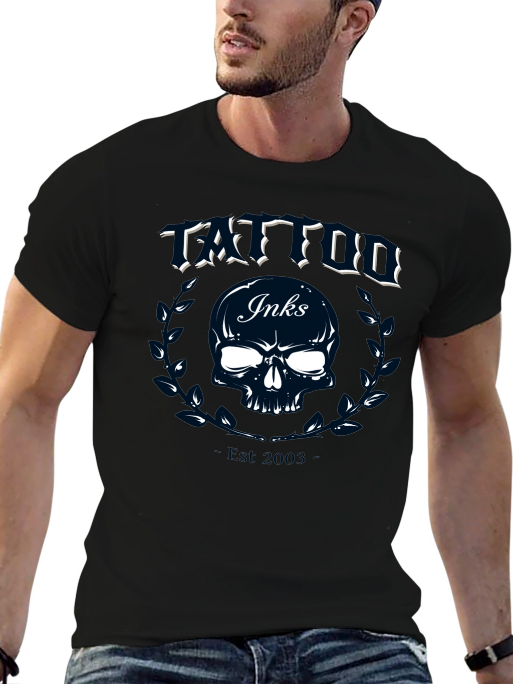 Tattoo Inks Skull Graphic Tee - Black Cotton T-Shirt