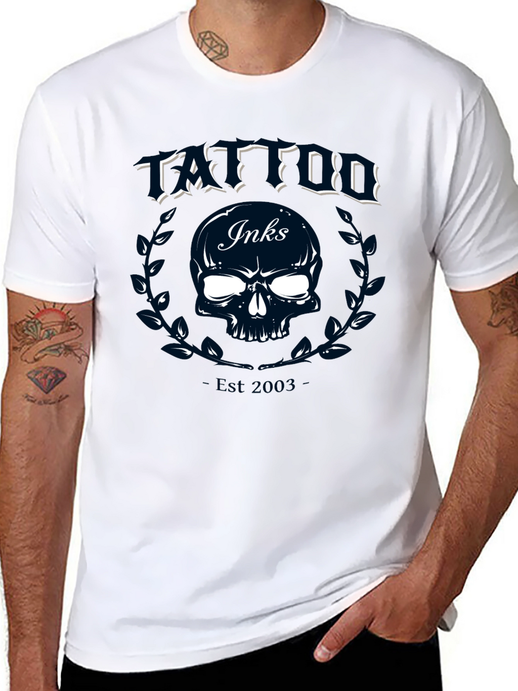 Tattoo Inks Skull Graphic Tee - Black Cotton T-Shirt