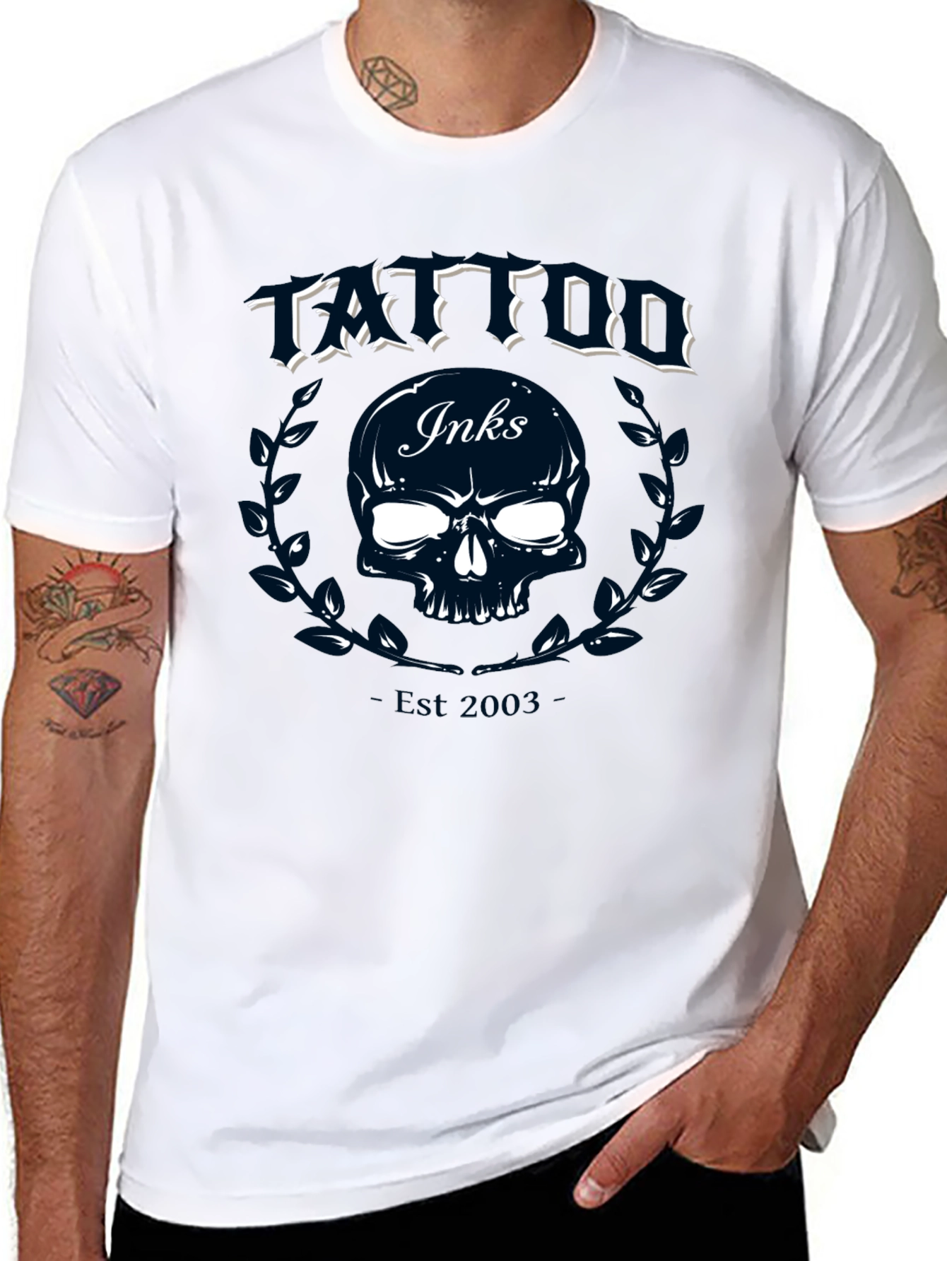Tattoo Inks Skull Graphic Tee - Black Cotton T-Shirt