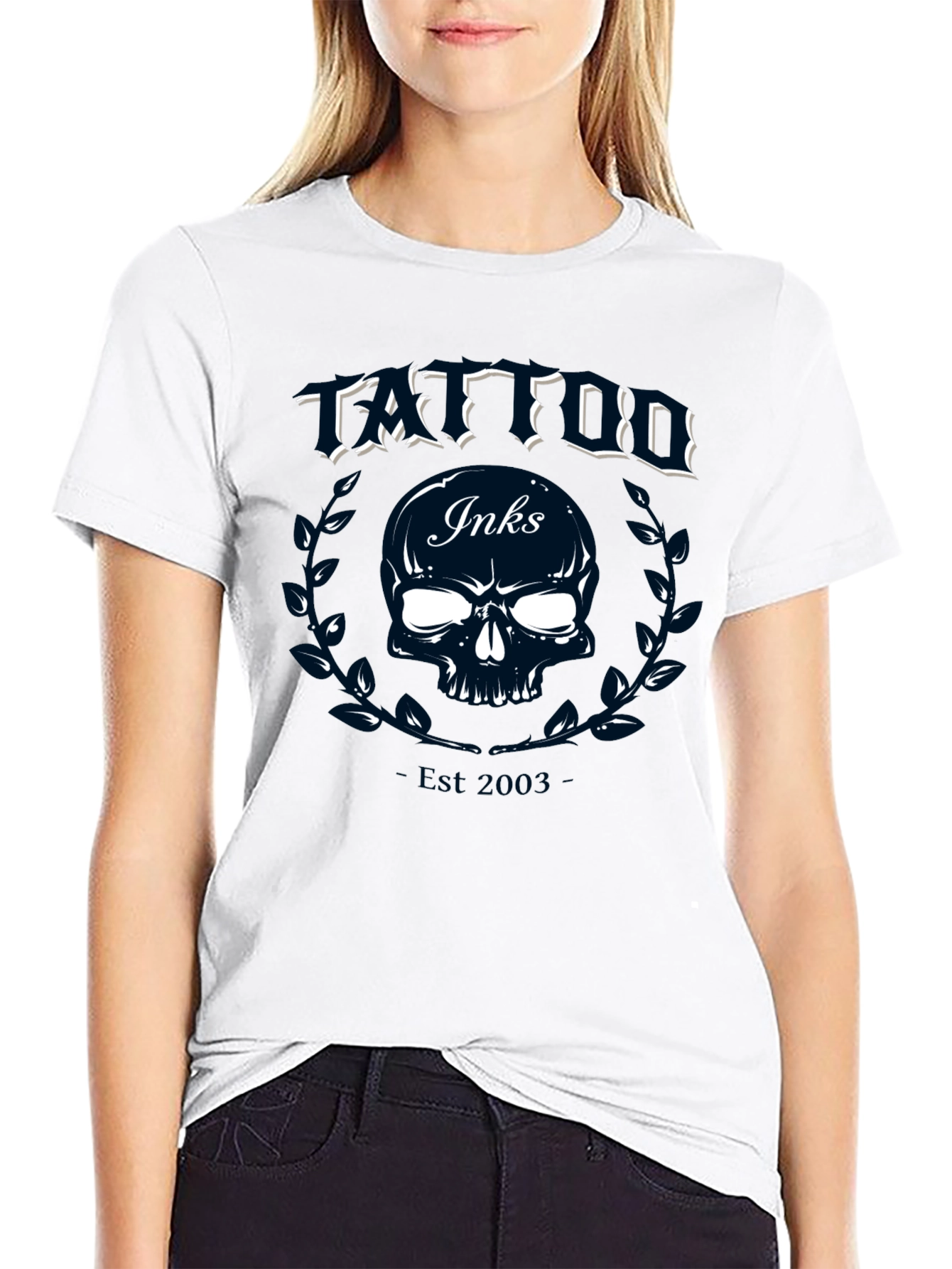 Tattoo Inks Skull Graphic Tee - Black Cotton T-Shirt