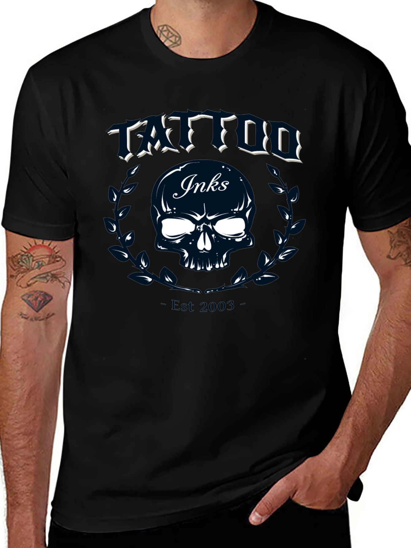 Tattoo Inks Skull Graphic Tee - Black Cotton T-Shirt
