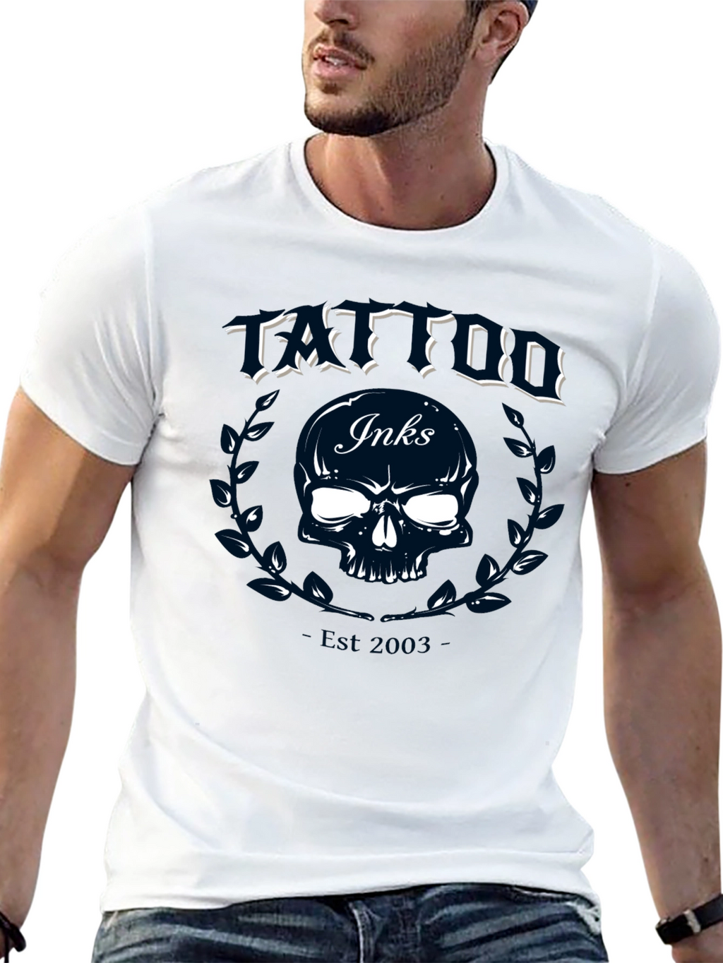 Tattoo Inks Skull Graphic Tee - Black Cotton T-Shirt
