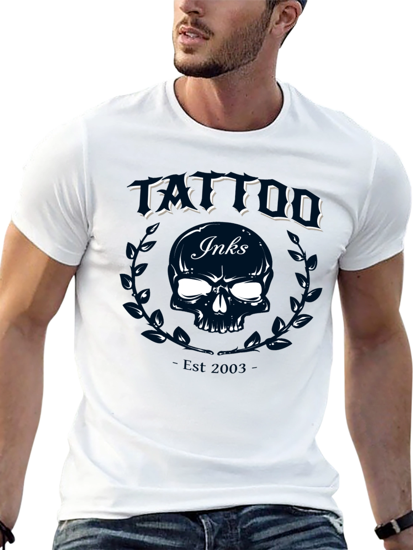 Tattoo Inks Skull Graphic Tee - Black Cotton T-Shirt