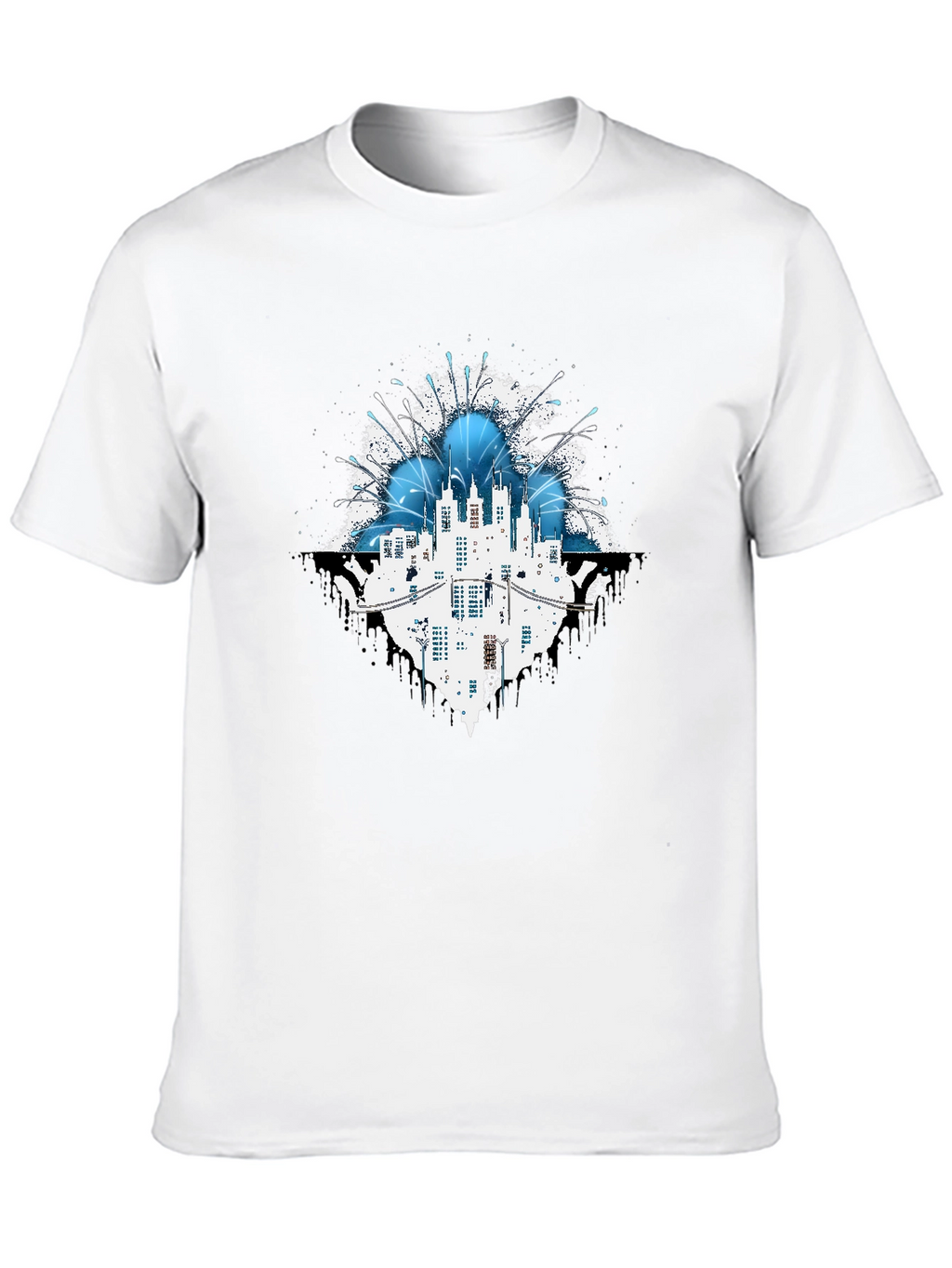 Abstract Cityscape Graphic T-Shirt - Black