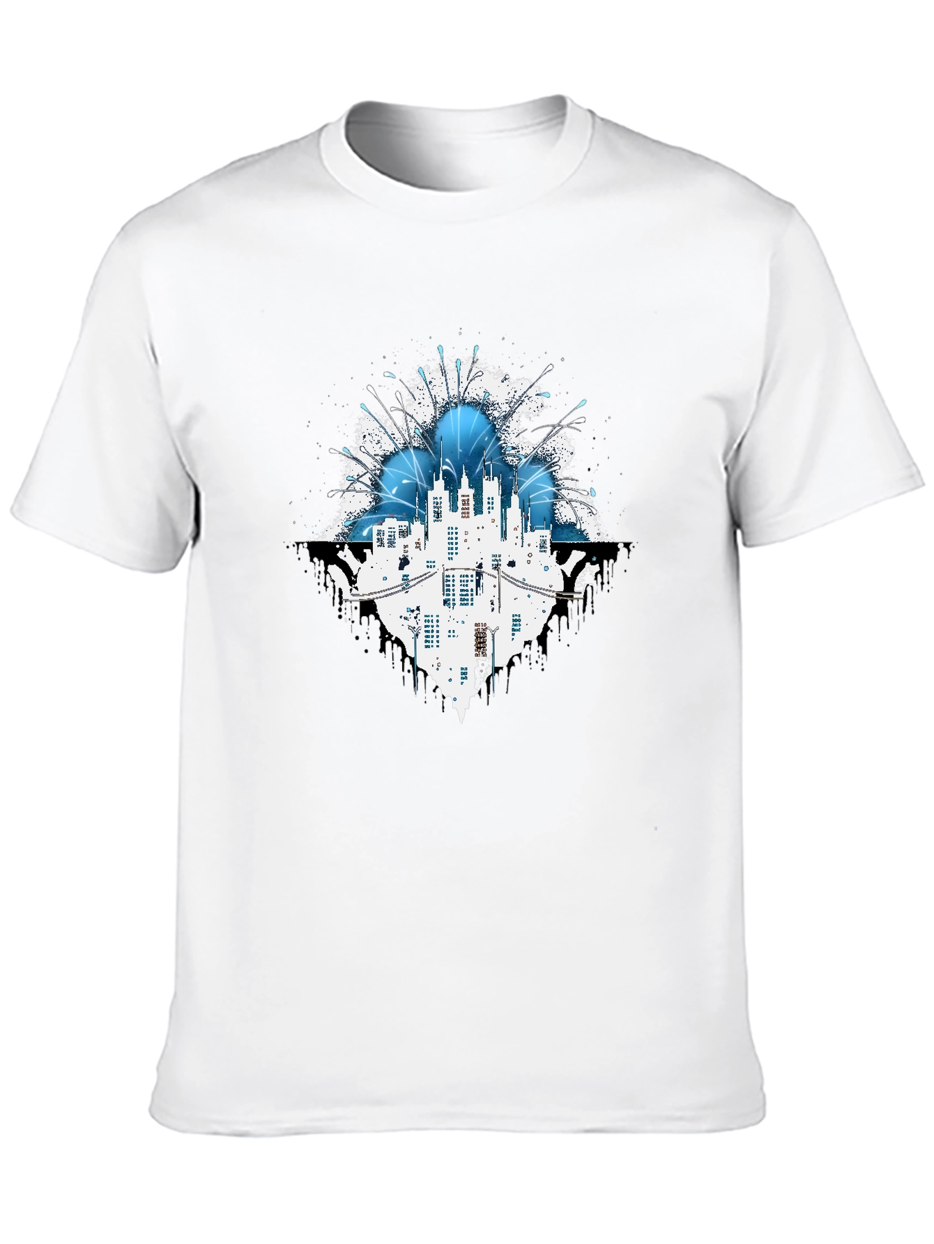 Abstract Cityscape Graphic T-Shirt - Black