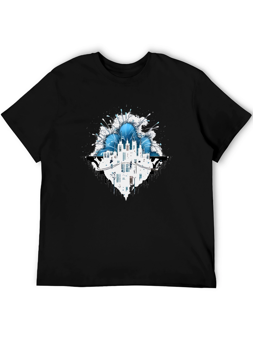 Abstract Cityscape Graphic T-Shirt - Black