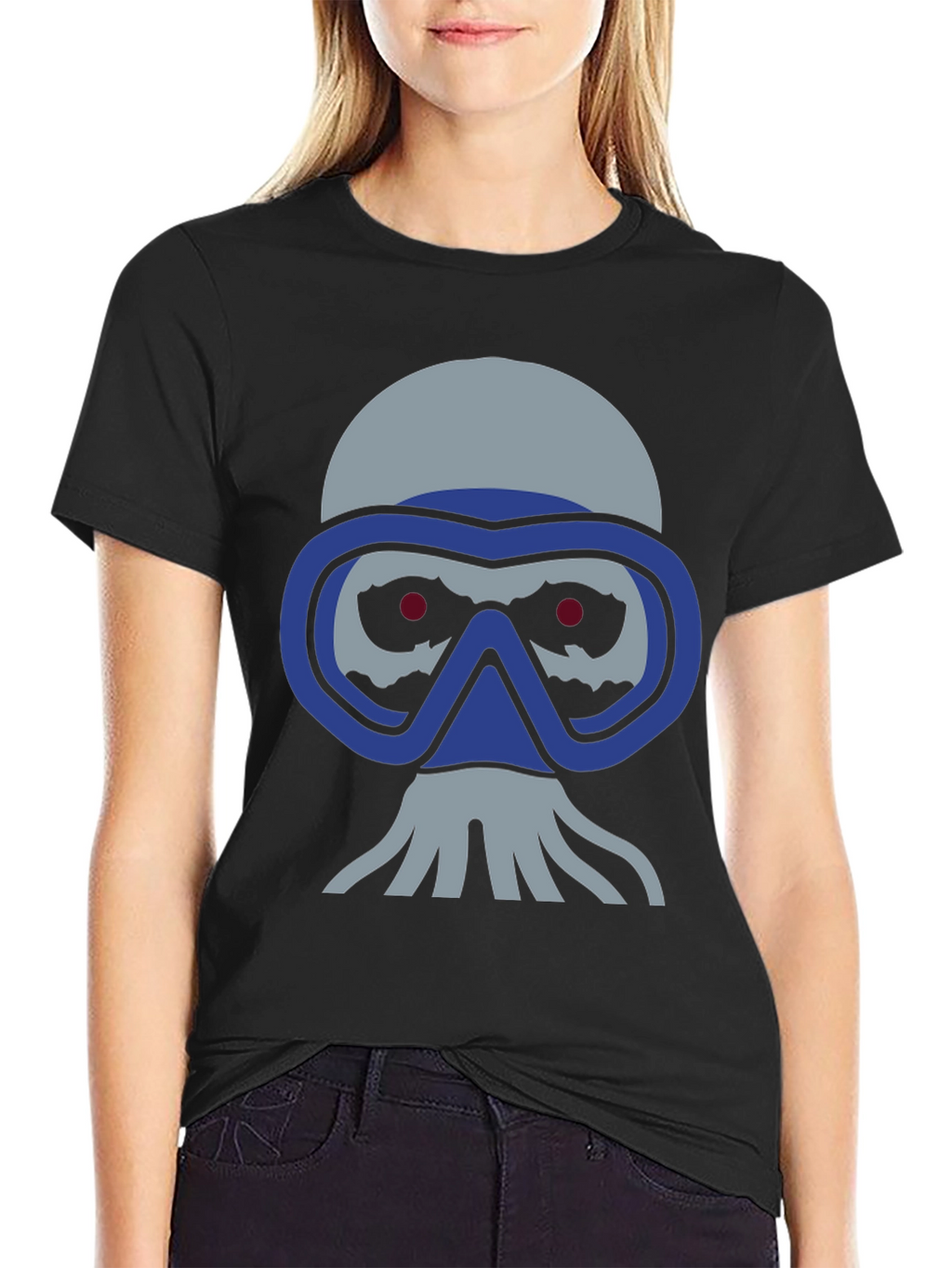 Diver Skull Graphic Tee - Black