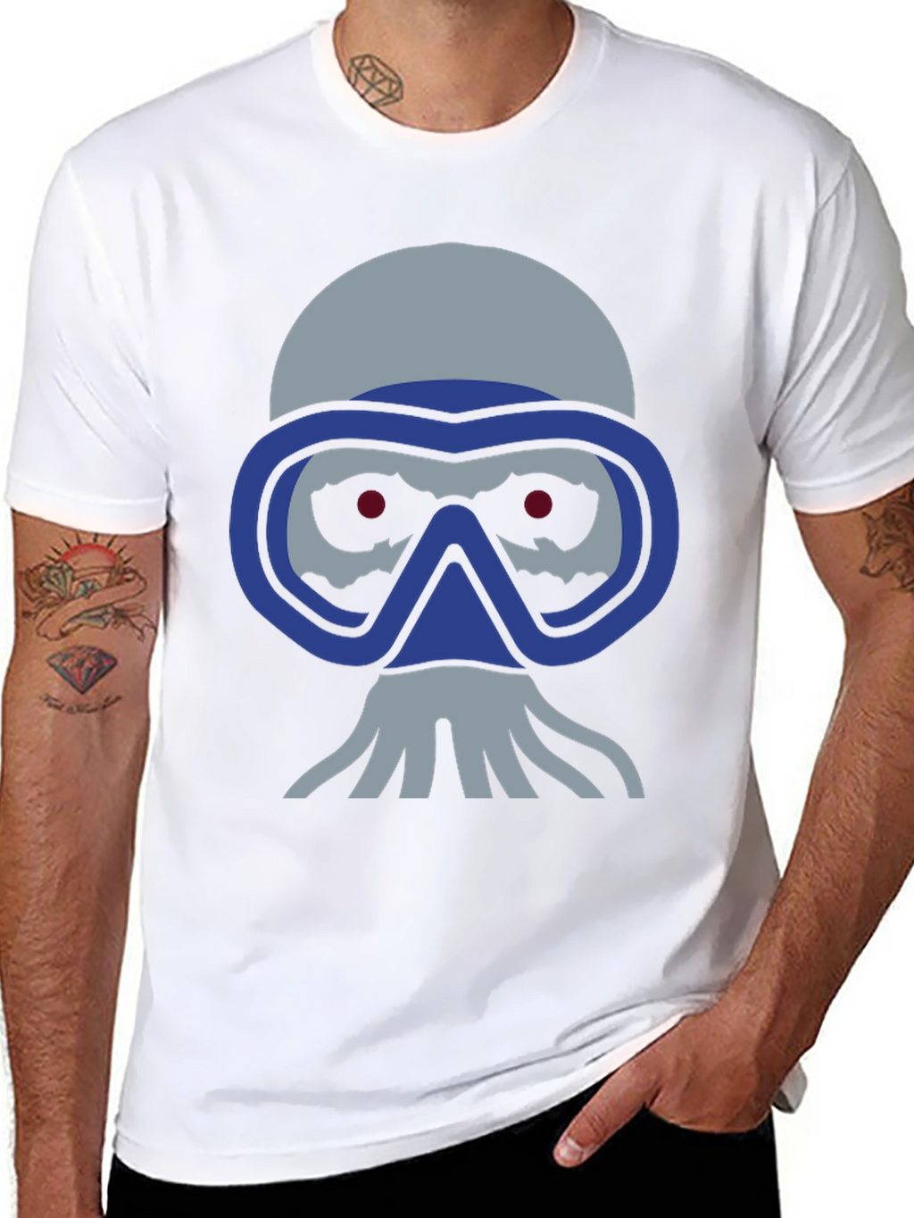 Diver Skull Graphic Tee - Black