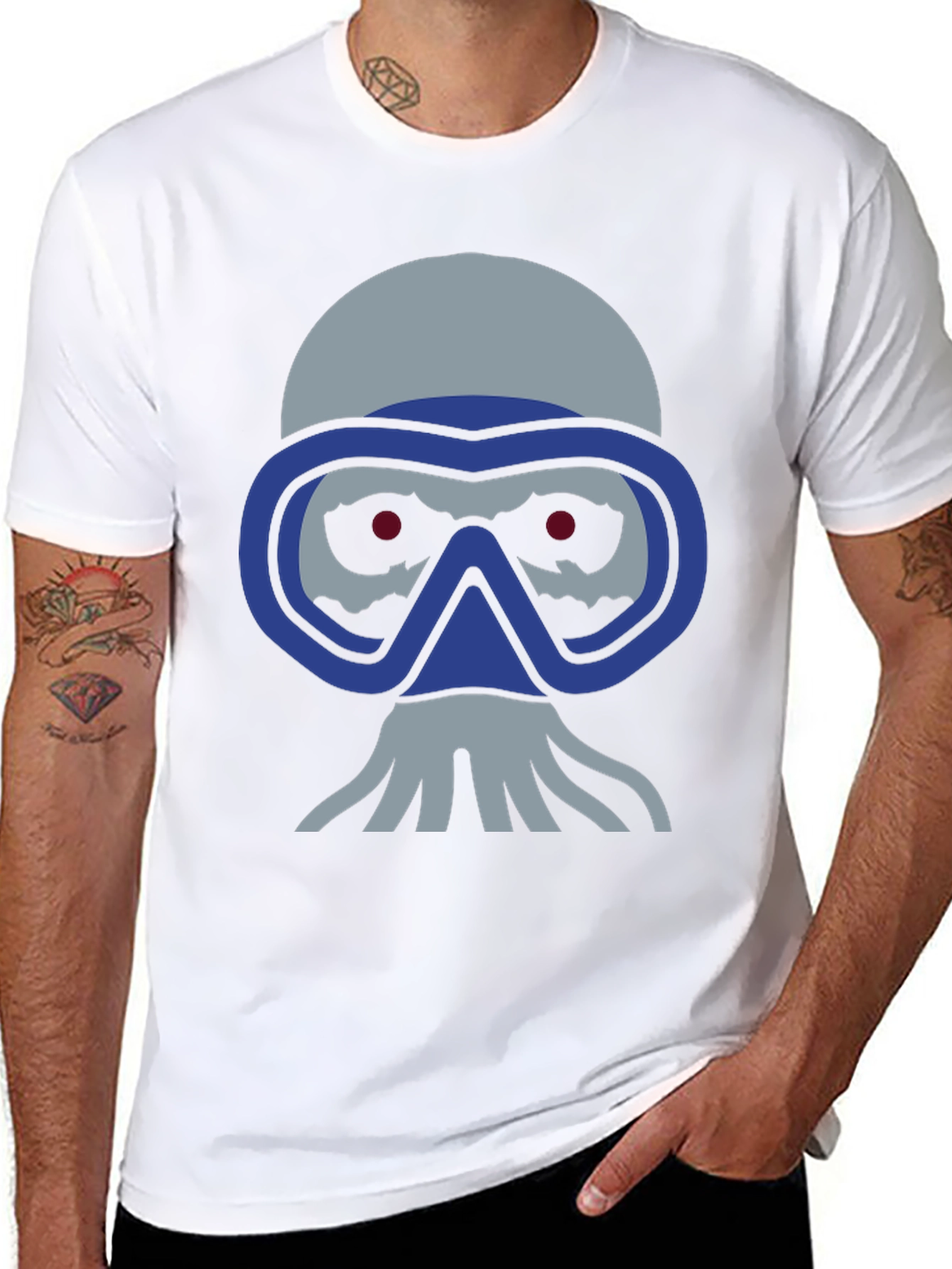 Diver Skull Graphic Tee - Black