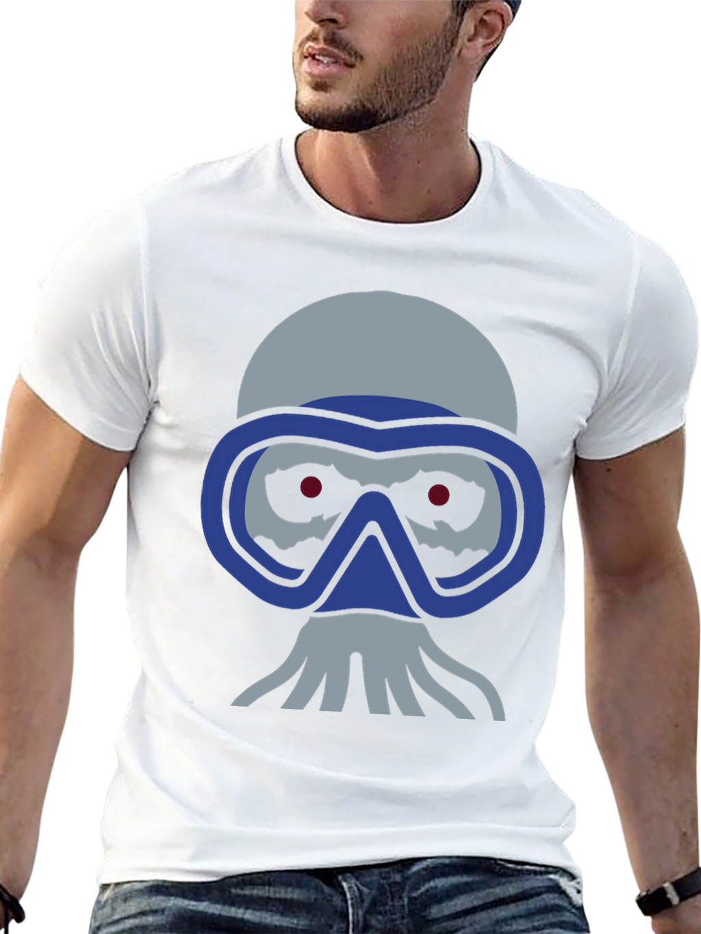 Diver Skull Graphic Tee - Black
