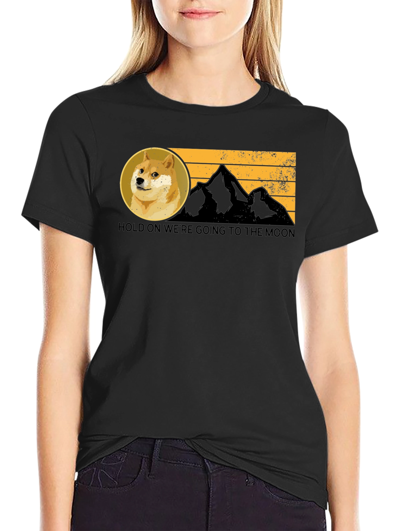 Doge to the Moon Black T-Shirt