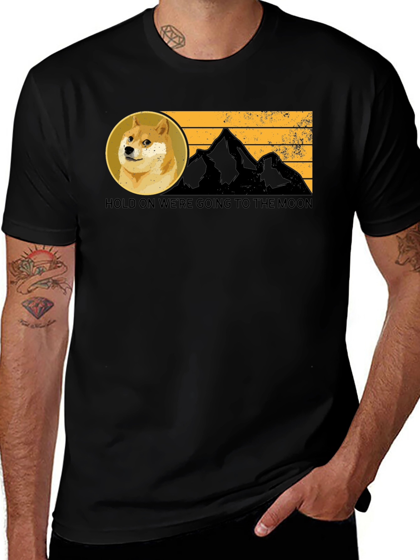 Doge to the Moon Black T-Shirt