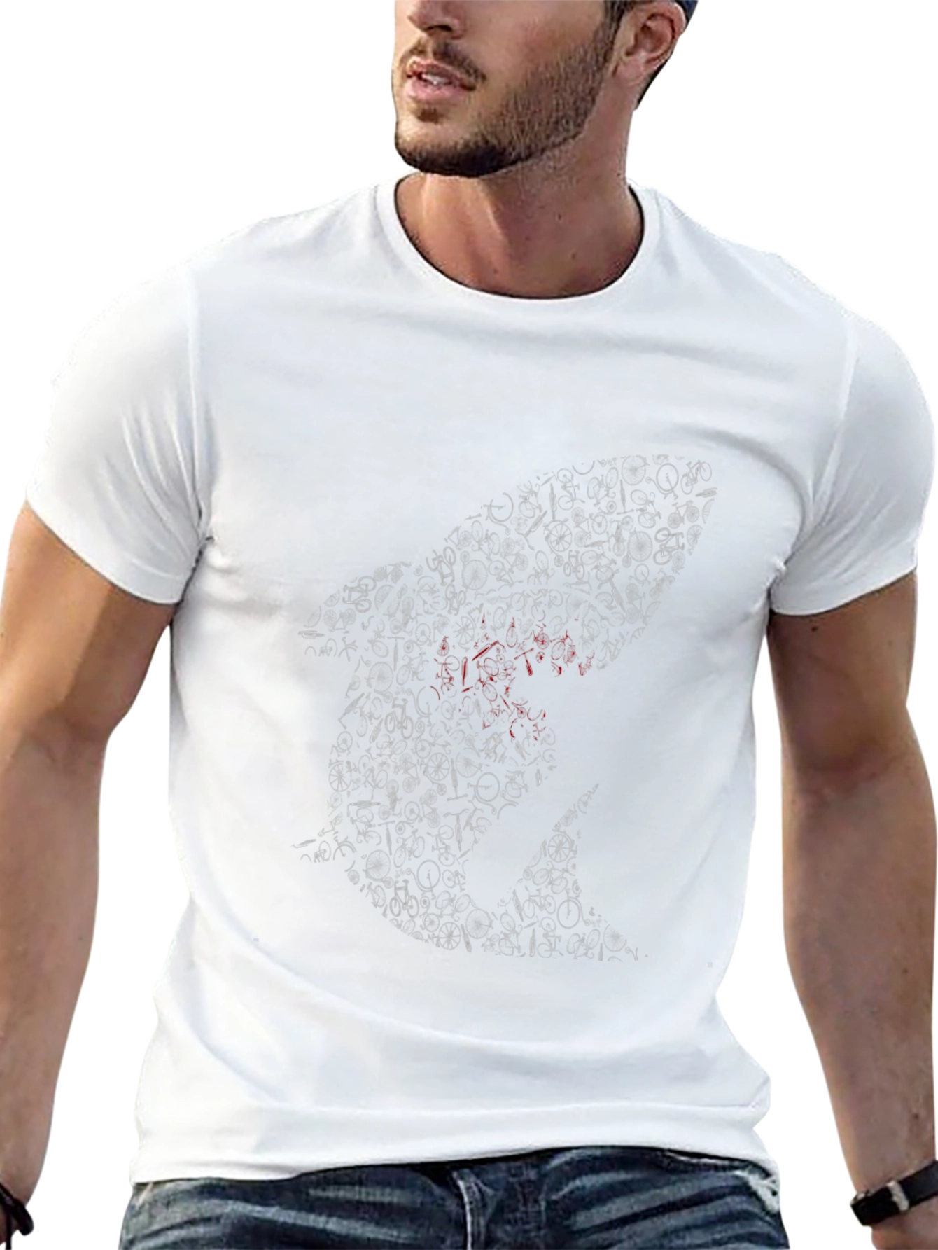 Mens Black Bicycle Shark Graphic T-Shirt