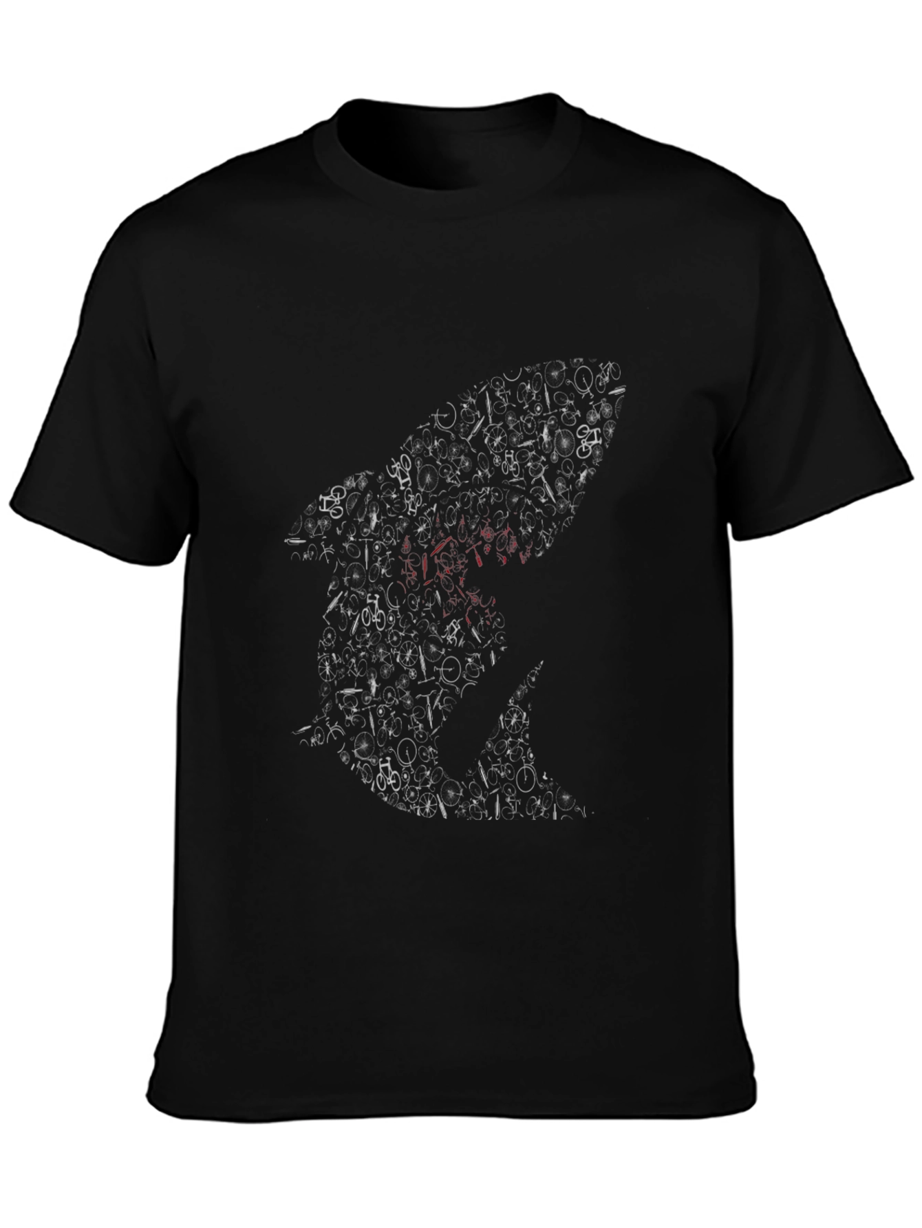 Mens Black Bicycle Shark Graphic T-Shirt