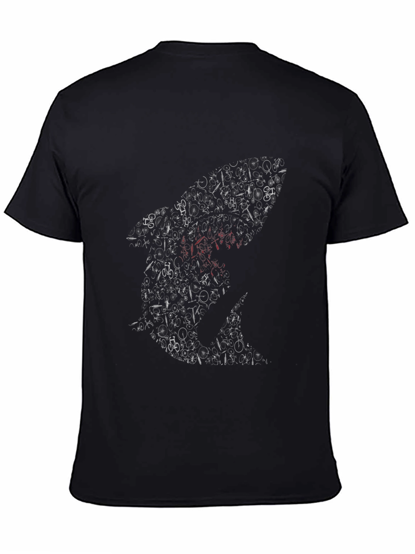 Mens Black Bicycle Shark Graphic T-Shirt