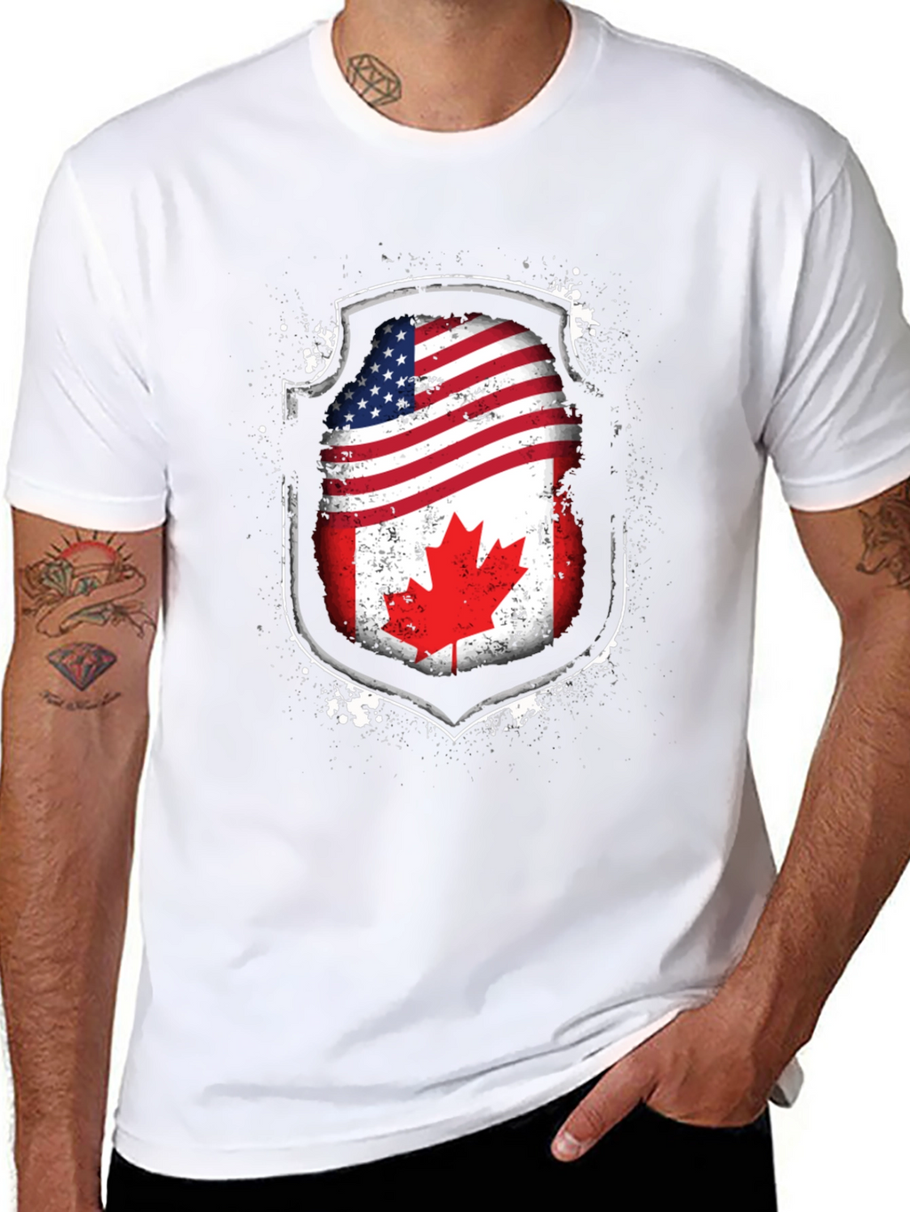 USA & Canada Flag Graphic T-Shirt - Patriotic Pride