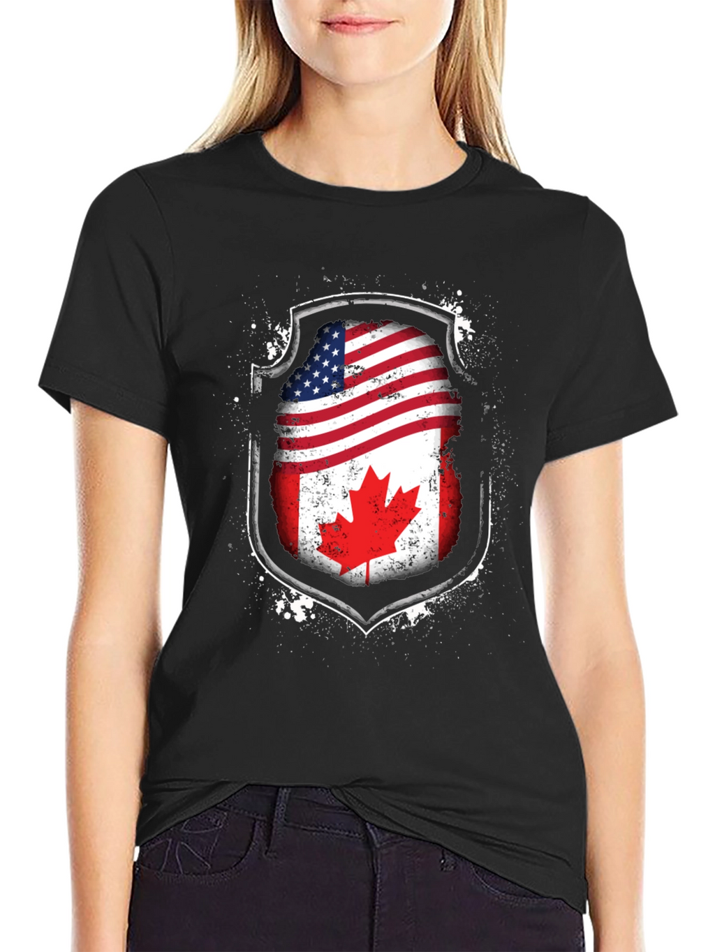 USA & Canada Flag Graphic T-Shirt - Patriotic Pride
