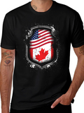 USA & Canada Flag Graphic T-Shirt - Patriotic Pride