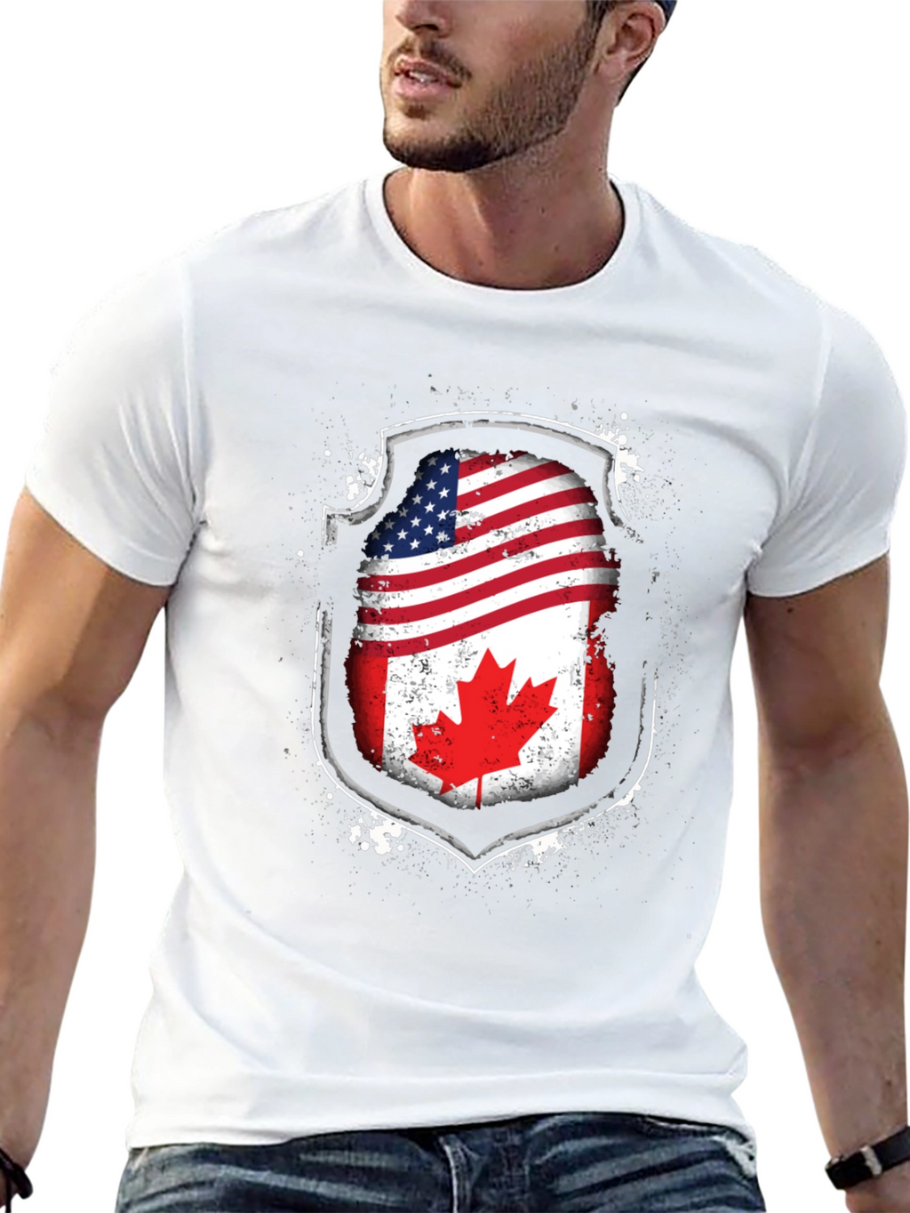 USA & Canada Flag Graphic T-Shirt - Patriotic Pride