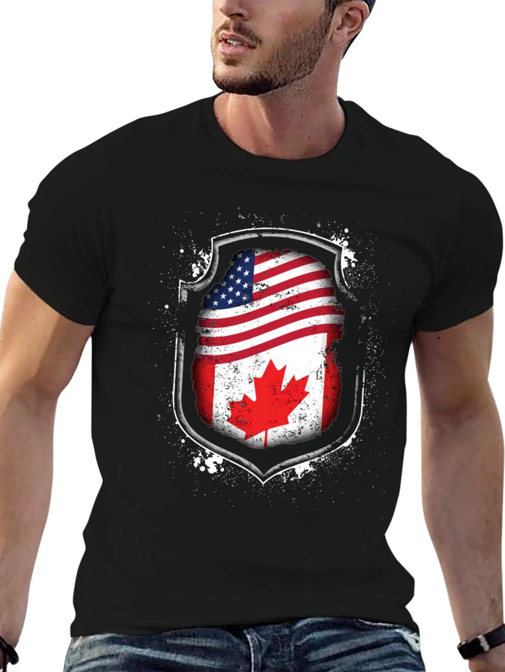 USA & Canada Flag Graphic T-Shirt - Patriotic Pride