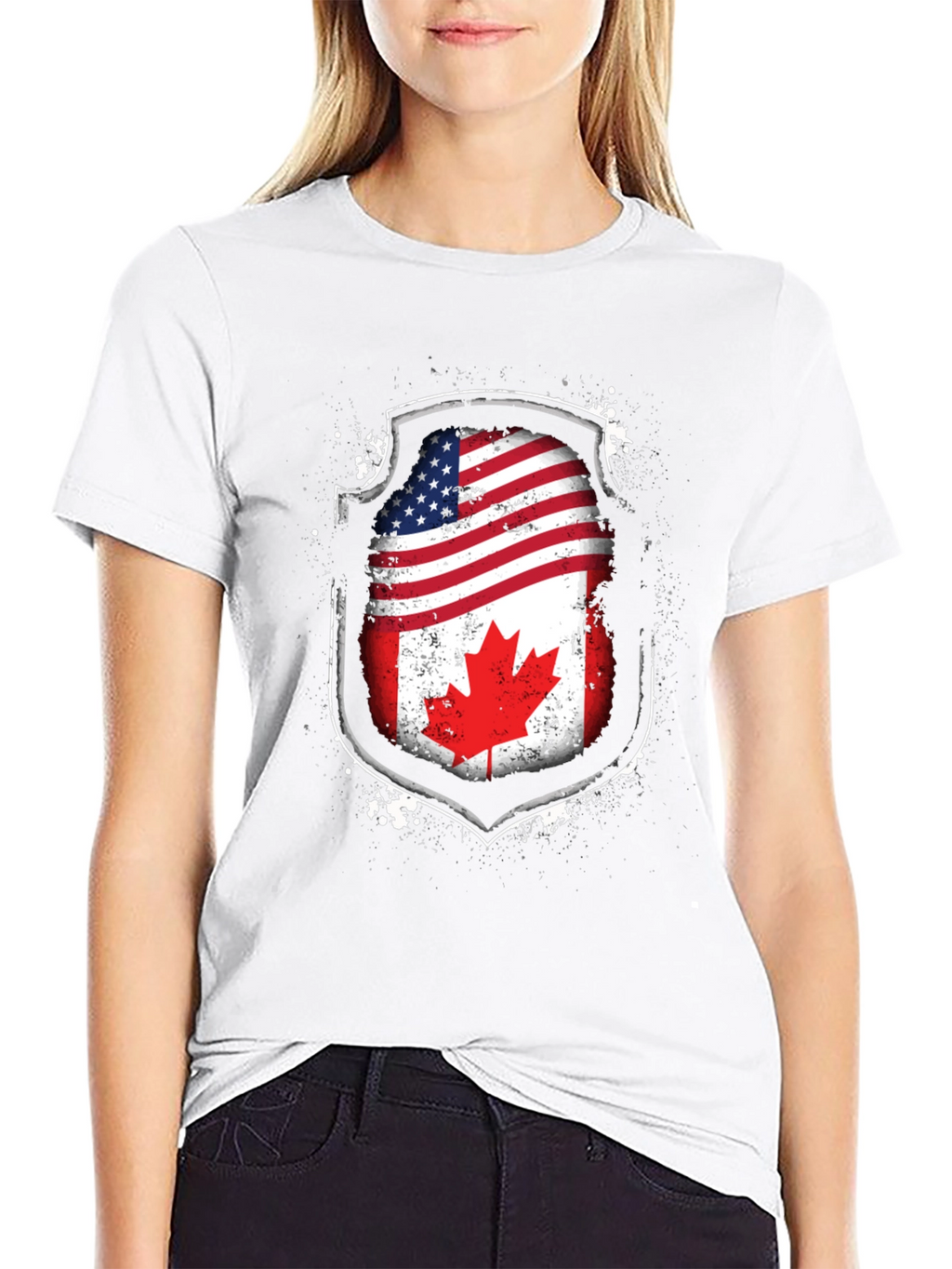 USA & Canada Flag Graphic T-Shirt - Patriotic Pride