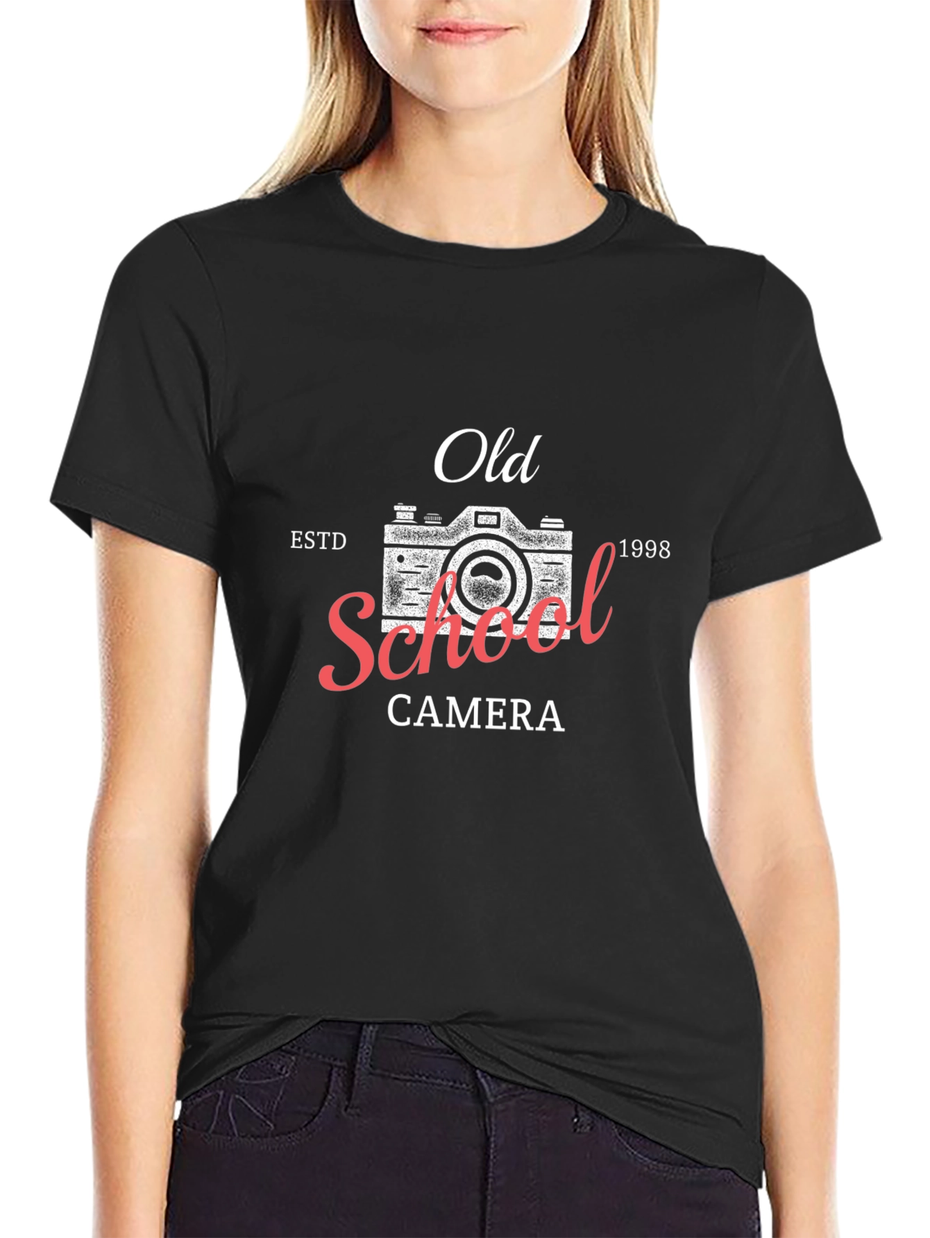 Old School Camera Black T-Shirt - Vintage Photography