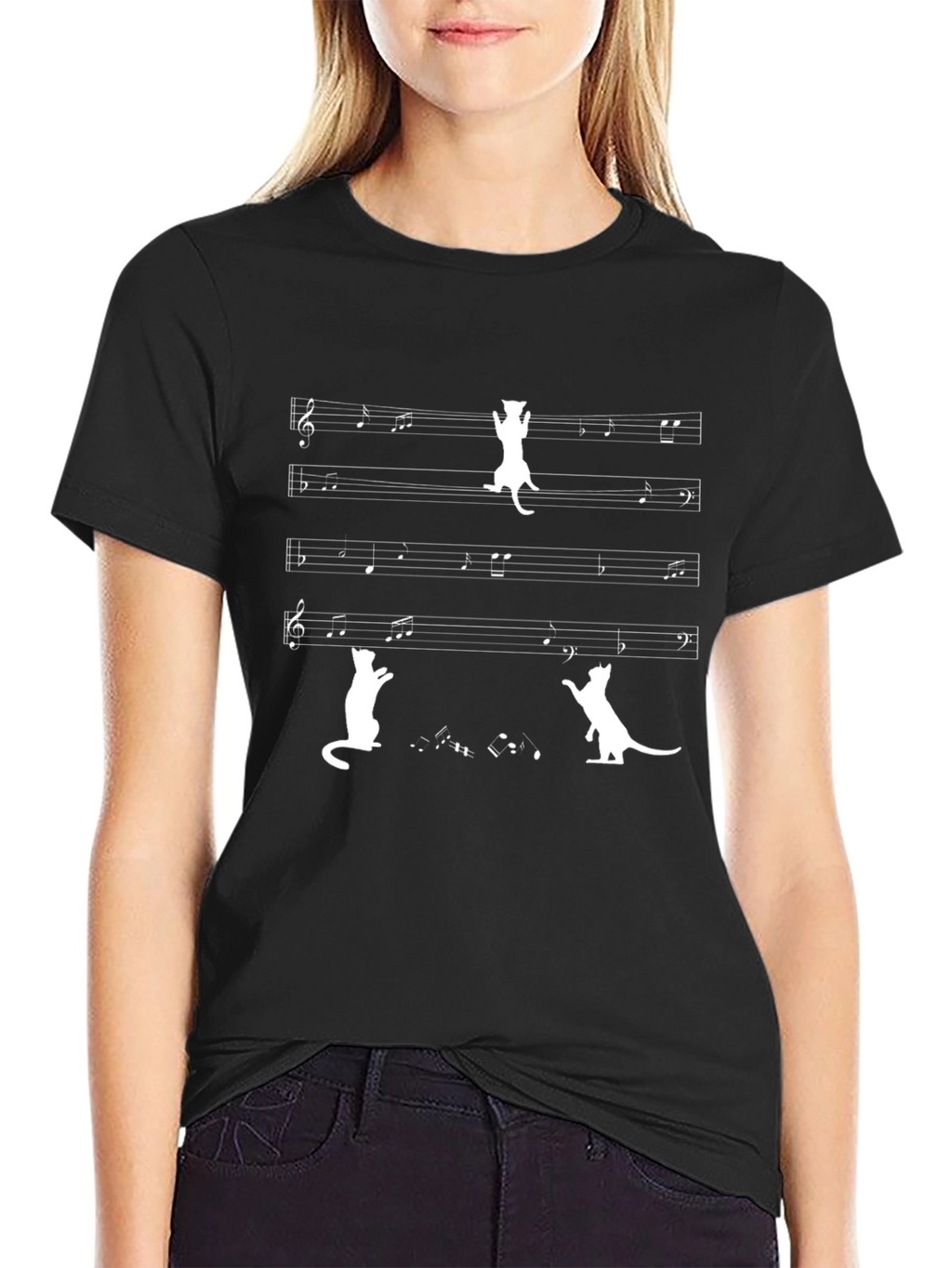Musical Cat T-Shirt: Whimsical Music Lover Tee