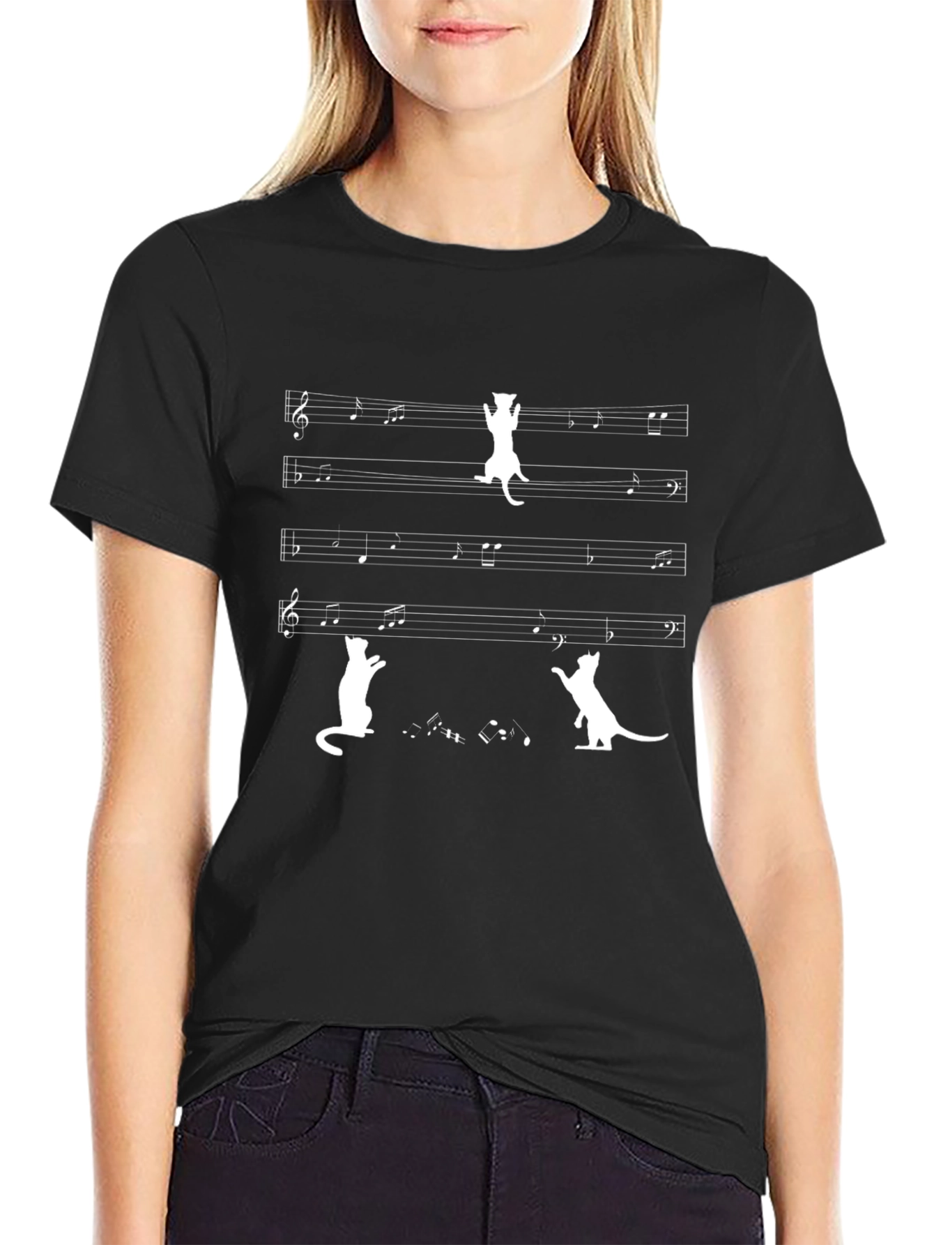Musical Cat T-Shirt: Whimsical Music Lover Tee