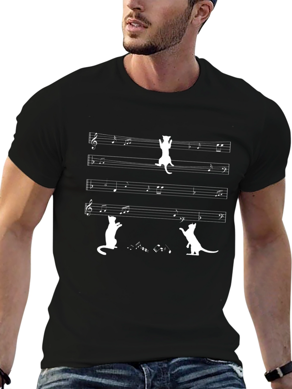 Musical Cat T-Shirt: Whimsical Music Lover Tee
